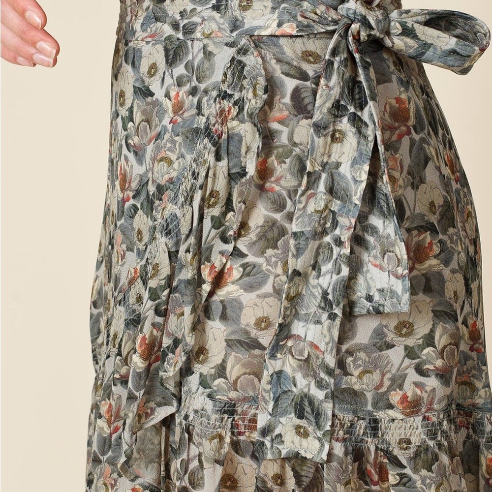 Floral Ruffle Mini Skirt - Olive Multi - Picture 2 of 10
